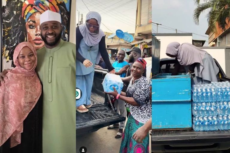 VIDEO: Femi Adebayo’s daughter shares chilled water on streets